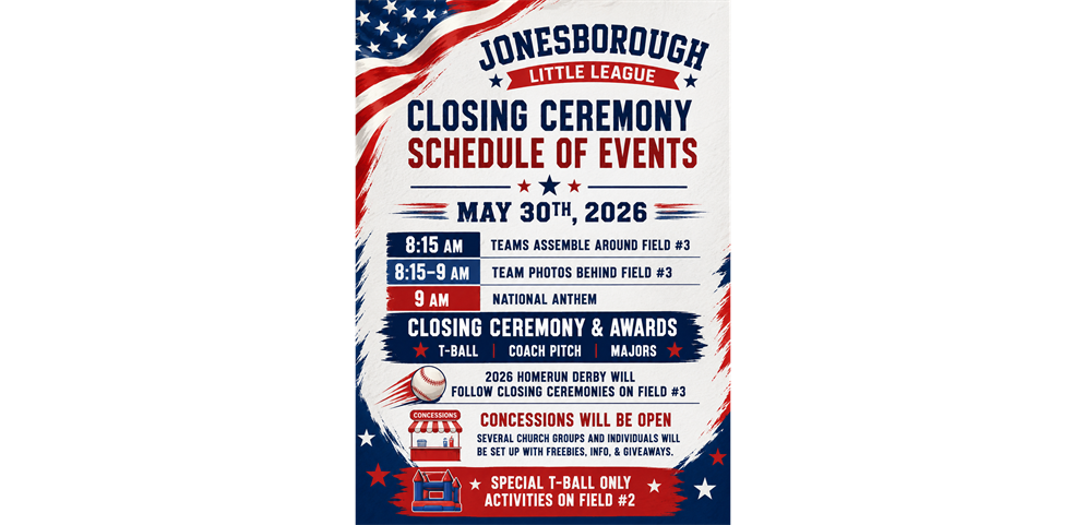 Closing Ceremonies 2026 Schedule of Events!